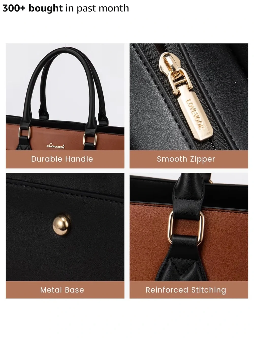 Chic Colorblock Tote Bag - Black, White & Brown